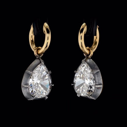 4.0Ctw Pear-Shaped Sapphire Pendant Earrings with Bezel Setting-JEWELBUYS