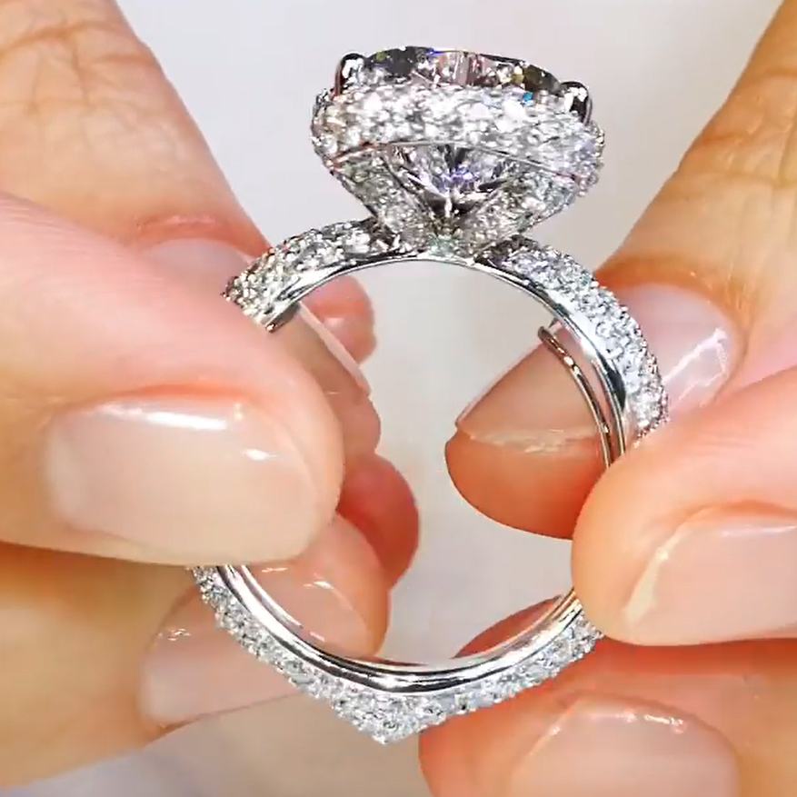 Elegant 22 ctw White Sapphire Pear Cut Full Set Engagement Ring -JEWELBUYS