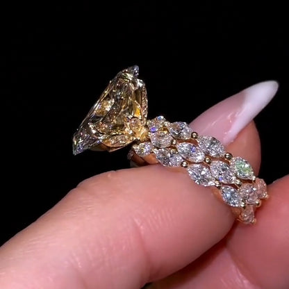 5.0Ctw Oval and Marquise Cut Sapphire Bubble Stacked Engagement Ring-JEWELBUYS