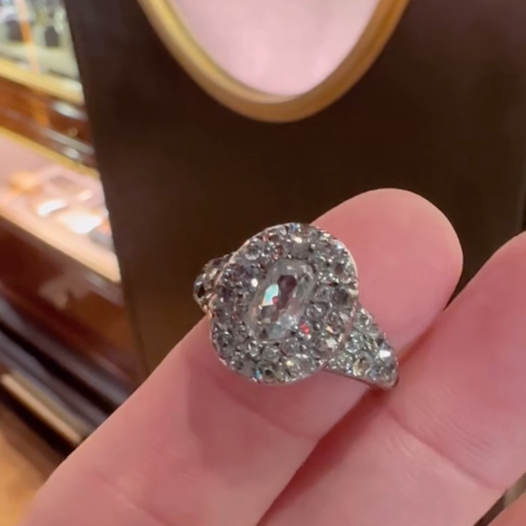 Shiny 3.02ct Oval & Round Cut White Sapphire Women's Engagement Ring in Silver-JEWELBUYS