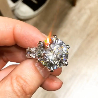 Unique 10ct Round Cut White Sapphire Engagement Ring-JEWELBUYS