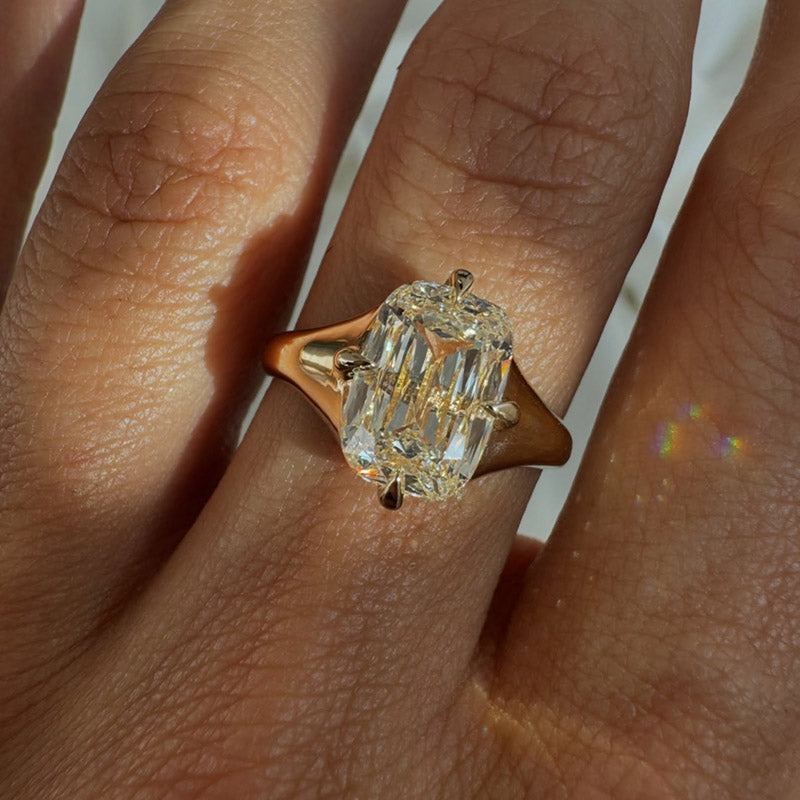 4.02Ct cushion radiant-cut white sapphire engagement ring-JEWELBUYS