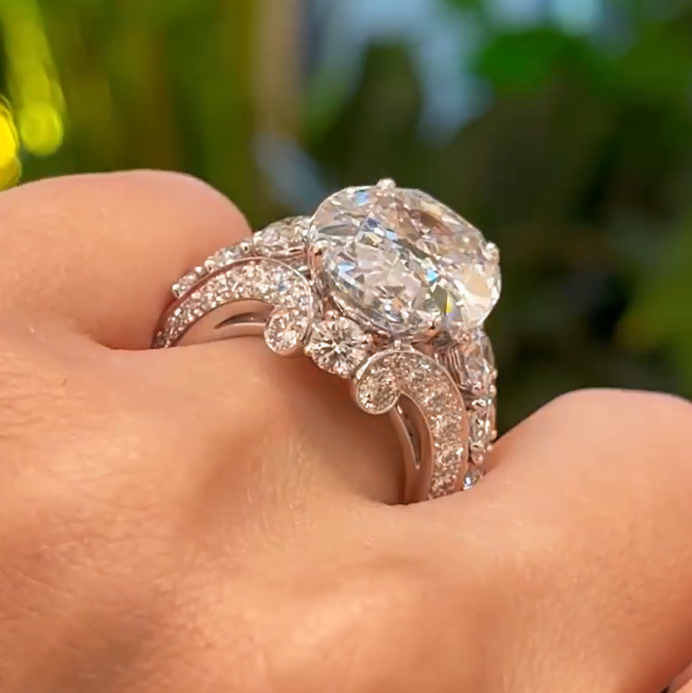 8 ctw Oval Cut White Sapphire Engagement Ring -JEWELBUYS
