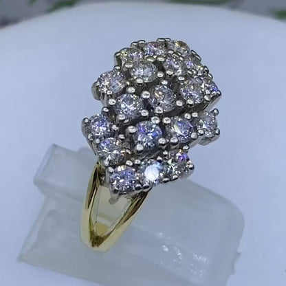 1.56Ctw Round Cut White Sapphire Cluster Split Shank Ring-JEWELBUYS
