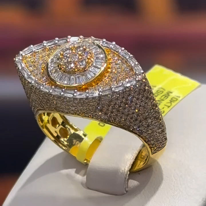 4.08Ctw Round and rectangular Evil Eye Sapphire Rings- JEWELBUYS