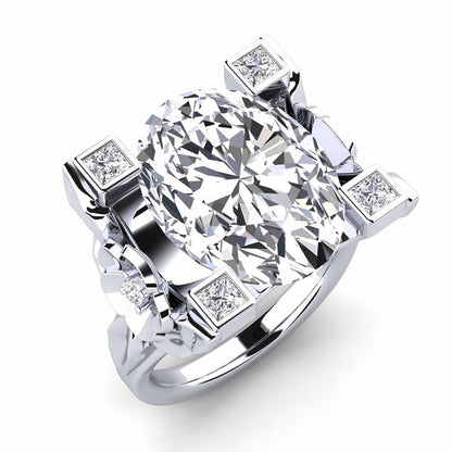 9.0ct Oval Cut Ladies Flower White Sapphire  Ring -JEWELBUYS