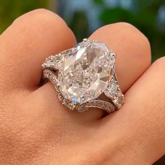 8 ctw Oval Cut White Sapphire Engagement Ring -JEWELBUYS