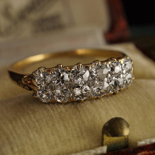 1.0Ctw Antique European-cut double-row sapphire ring- JEWELBUYS