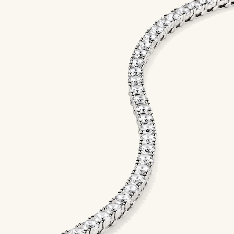 Classic 3mm Round Cut White Sapphire Tennis Bracelet-JEWELBUYS