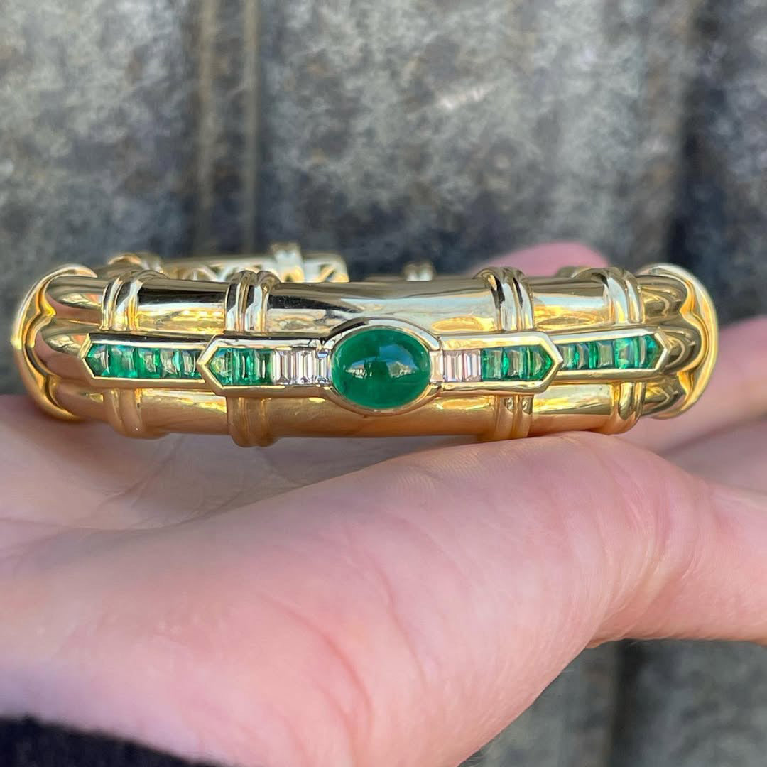 Exceptionally elegant emerald and sapphire bracelet-JEWELBUYS