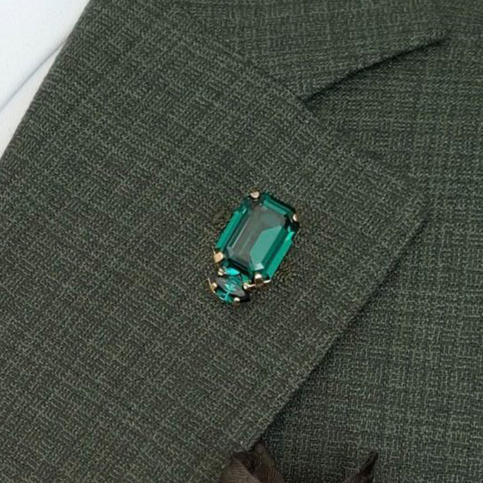 4.0-Carat Emerald-Cut Sapphire Brooch-JEWELBUYS