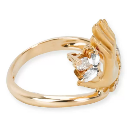 1.0ctw Marquise Cut Hand of Love Gemstone Yellow Gold Ring -JEWELBUYS