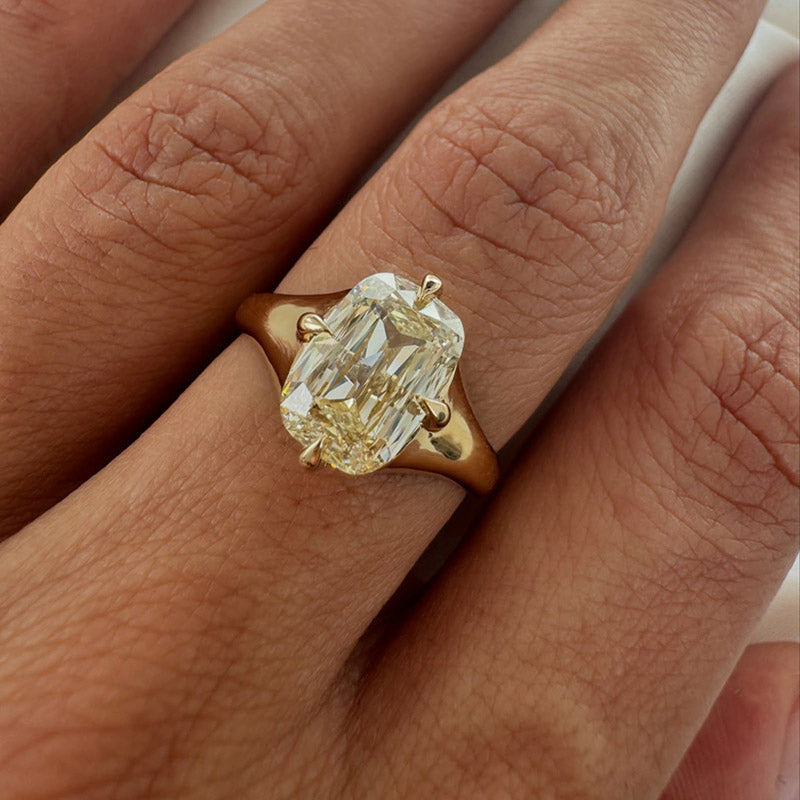 4.02Ct cushion radiant-cut white sapphire engagement ring-JEWELBUYS