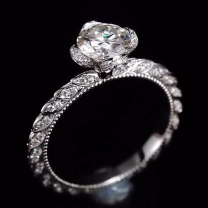 Charming 3.33ct Flower Round Cut Engagement Ring - JEWELBUYS