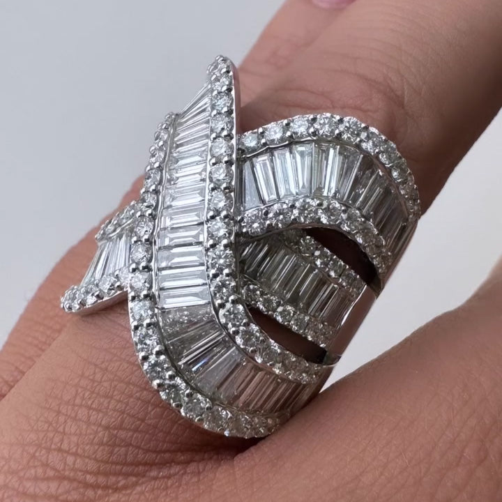 5.0Ctw Baguette Cut Unique Shape Wrap Ring-JEWELBUYS