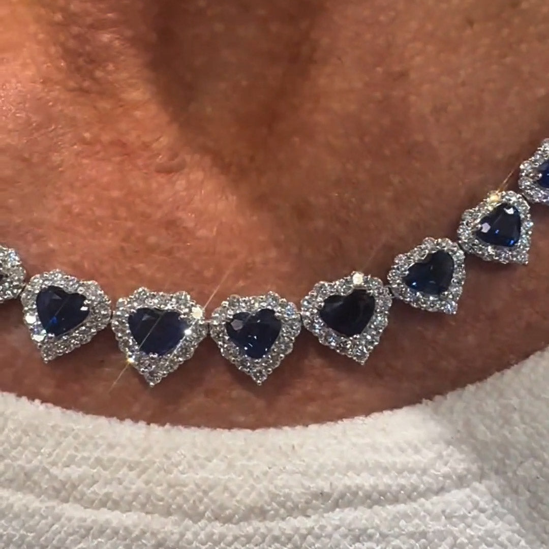 30.0ctw Most Beautiful Heart Cut Sapphire Necklace-JEWELBUYS