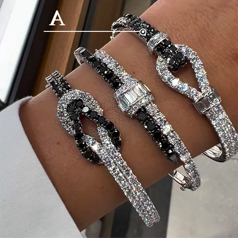 8.0ctw Black and White Sapphire Knot Bracelet-JEWELBUYS