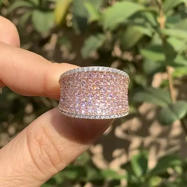 2.9ctw Pink & White Sapphire Round Cut Pave Set Ring-JEWELBUYS