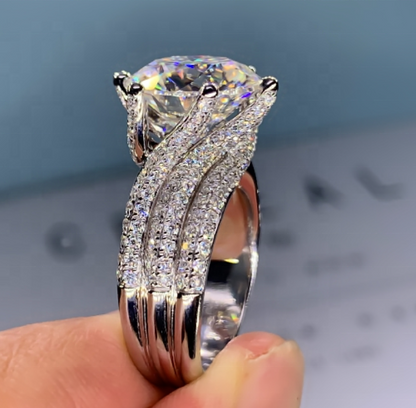 5ct Round Cut Triple Row  Line Ring -JEWELBUYS