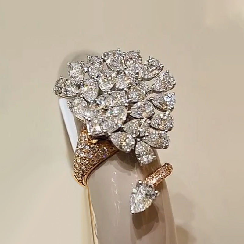 5.6Ctw Pear and Marquise Cut Cluster Set White Sapphire Ring-JEWELBUYS