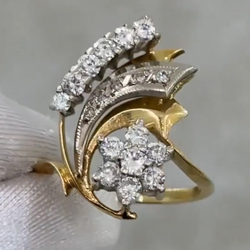 0.6Ctw Two-tone Plated Modern Sapphire Ring- JEWELBUYS