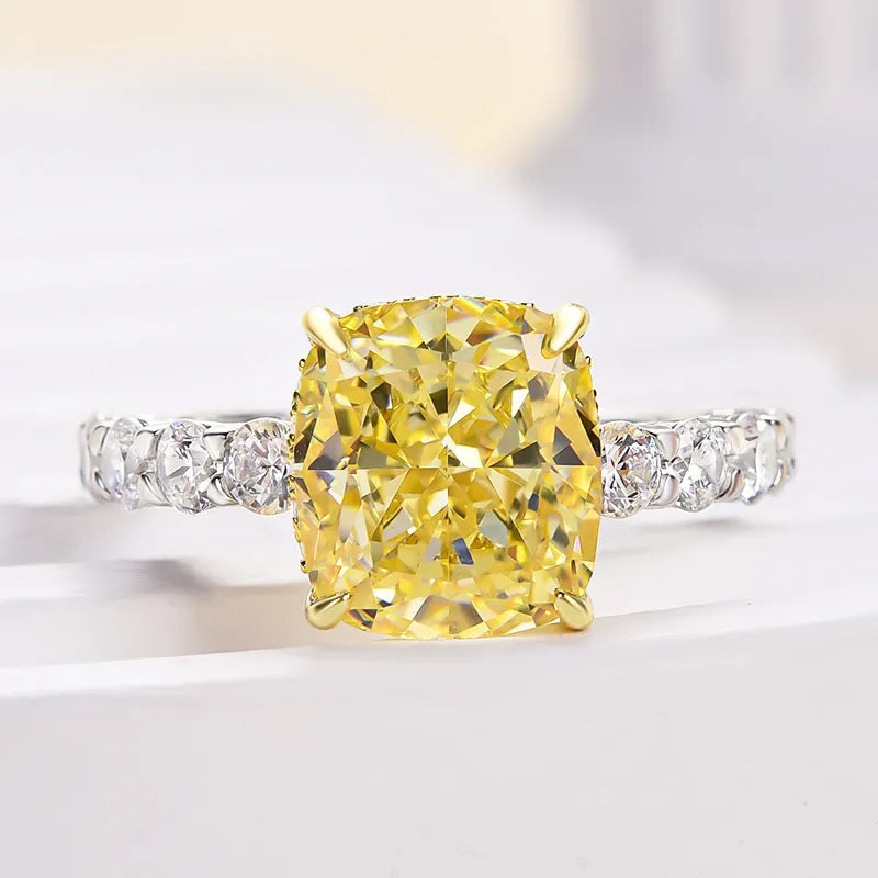 4.5ct Cushion Cut Yellow Sapphire Engagement Ring-JEWELBUYS