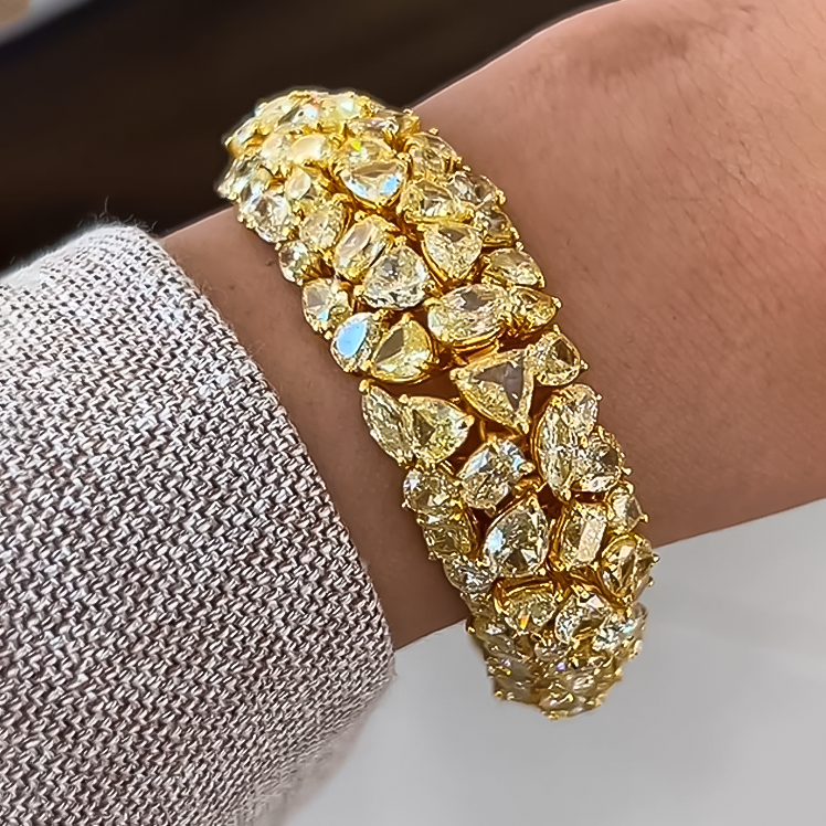 Gorgeous 20 ctw Multi-Cut Yellow Gemstone Bracelet -JEWELBUYS