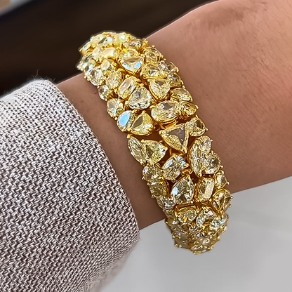 Gorgeous 20 ctw Multi-Cut Yellow Gemstone Bracelet -JEWELBUYS