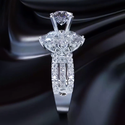Deluxe 4.0ctw White Sapphire Round Cut Engagement Ring -JEWELBUYS