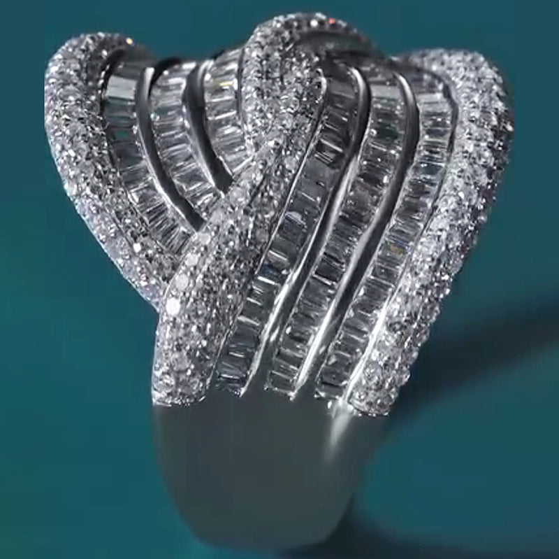 3.0Ctw dazzling sapphire crossover ring - JEWELBUYS