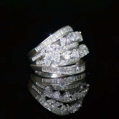 4ctw Multi-Cut White Sapphire Multi-Layered Ring-JEWELBUYS