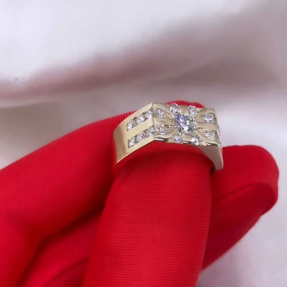 Stunning 1.55ct Round Cut Paved White Sapphire Ring Men's Engagement Gold Ring-JEWELBUYS