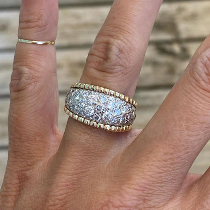 Vintage 2ct Round Cut White Sapphire Wide Band Two Tone Jewelry Wedding Ring in Gold-JEWELBUYS