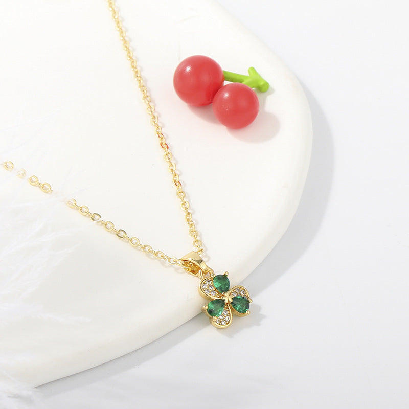 2.7ctw Shaped Clover Pear Cut Pendant Necklace - JEWELBUYS