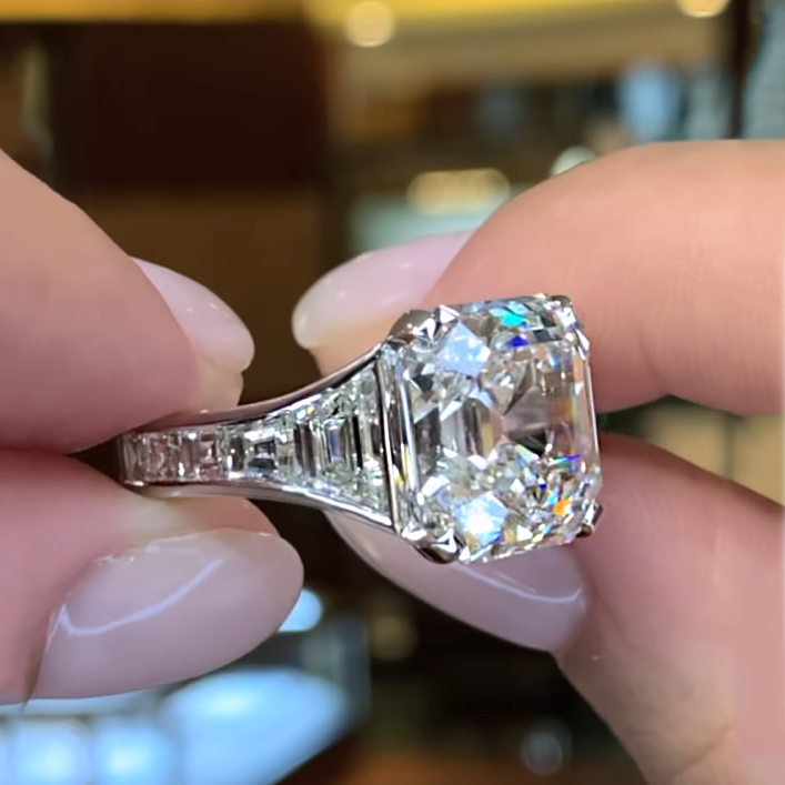 12ct Asscher Cut White Diamond Ring - JEWELBUYS