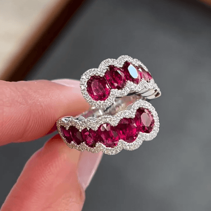4ct Oval Cut Ruby and White Sapphire Bypass Ring-JEWELBUYS