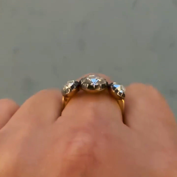 Rose-cut three-stone engagement ring-JEWELBUYS
