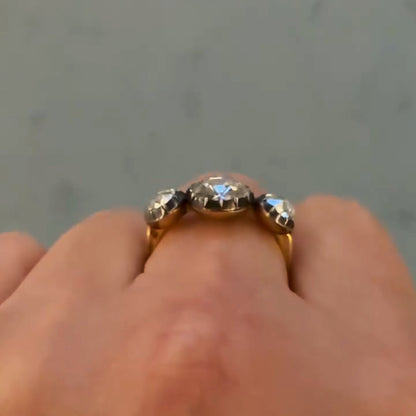 Rose-cut three-stone engagement ring-JEWELBUYS