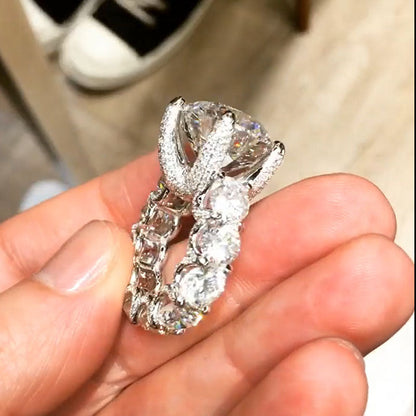Unique 10ct Round Cut White Sapphire Engagement Ring-JEWELBUYS