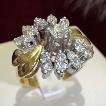2.0Ctw Round-Cut Sapphire Cluster Cocktail Ring- JEWELBUYS