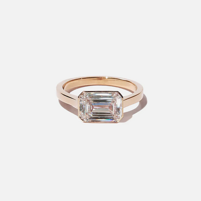 2ct Emerald Cut White Sapphire Minimalist Design Engagement Ring-JEWELBUYS