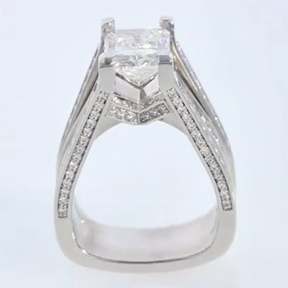 5.01ct Radiant Cut Triple Row White Sapphire Engagement Ring-JEWELBUYS