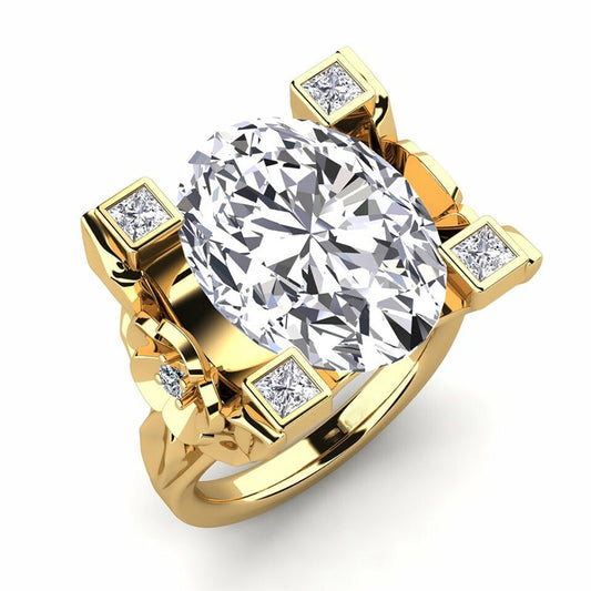 9.0ct Oval Cut Ladies Flower White Sapphire  Ring -JEWELBUYS