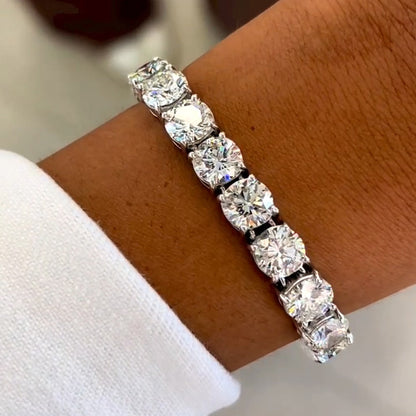 32ctw Round Cut White Sapphire Classic Tennis Bracelet-JEWELBUYS