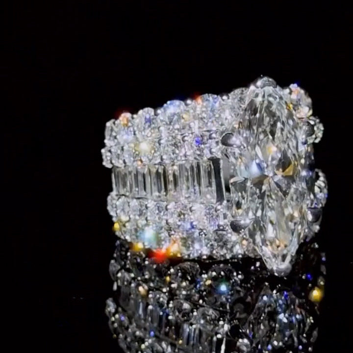 7.0Ctw marquise-cut brilliant sapphire engagement ring-JEWELBUYS