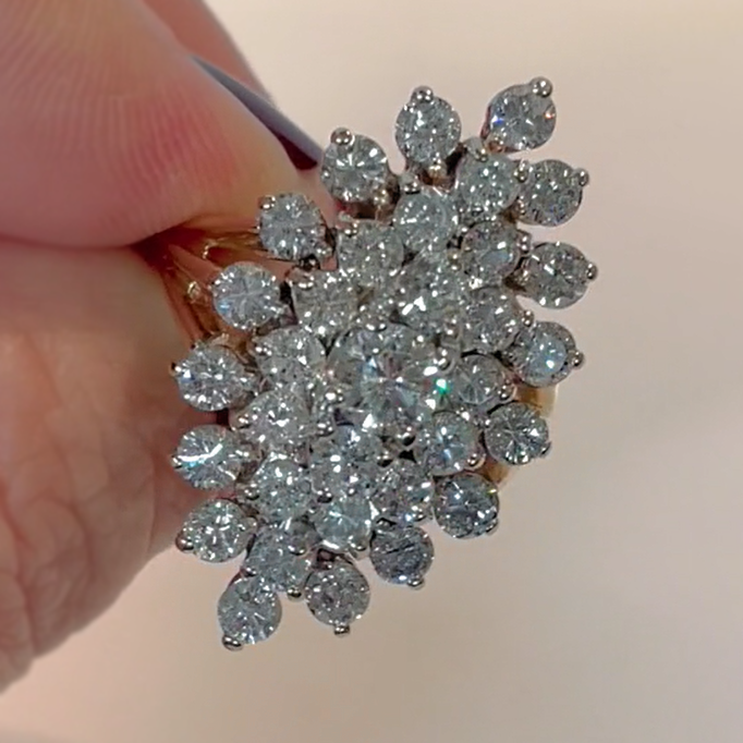 6 ctw Round Cut White Sapphire Cluster Ring -JEWELBUYS