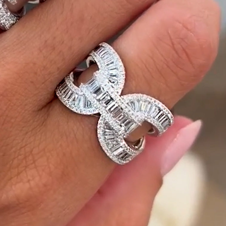 4ctw Trapezoidal & Round Cut White Sapphire Vintage Twin Ring - JEWELBUYS