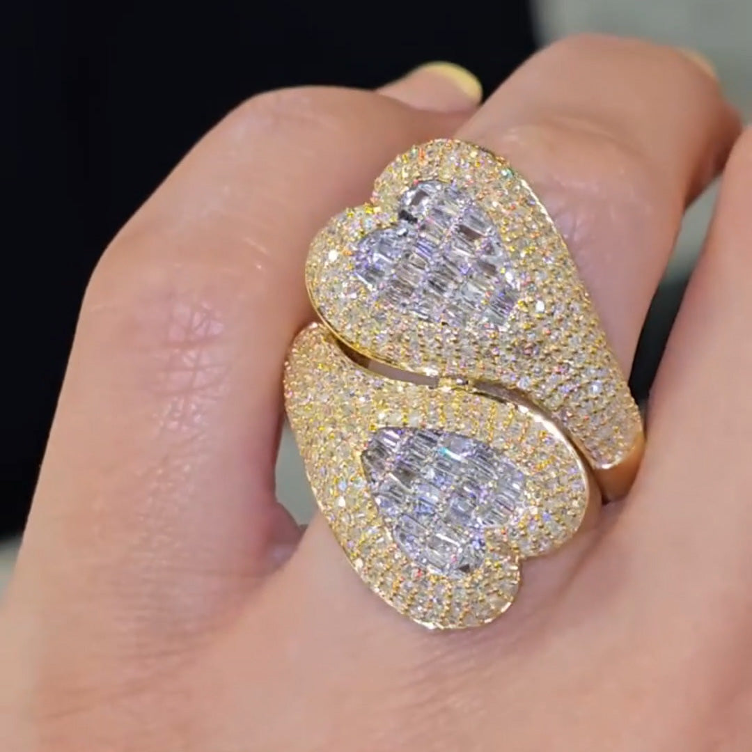 4.85ctw Baguette Sapphire Unique Design Bypass Ring-JEWELBUYS