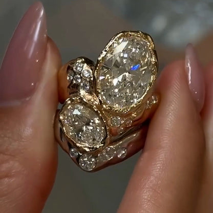 8.0ctw Sculptural Oval Sapphire Ring-JEWELBUYS