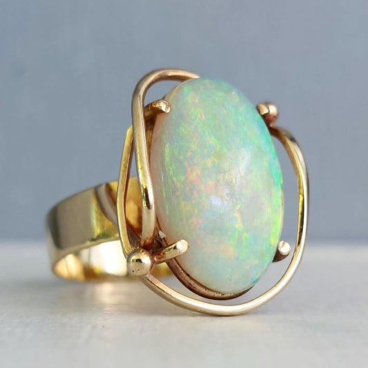 5.64Ct Vintage Style Opal Art Ring-JEWELBUYS